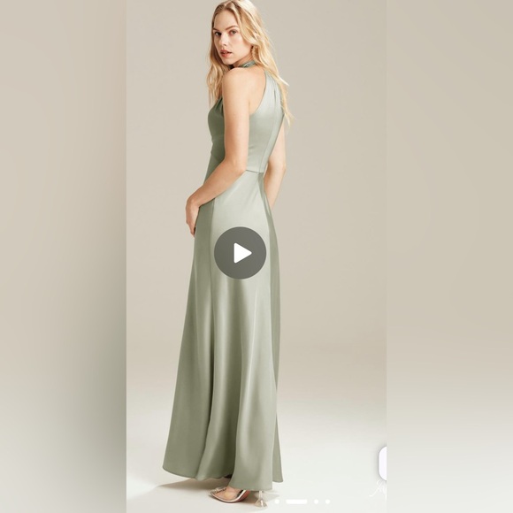 AW Bridal Sage Green Black Tie Dress - Picture 3 of 4